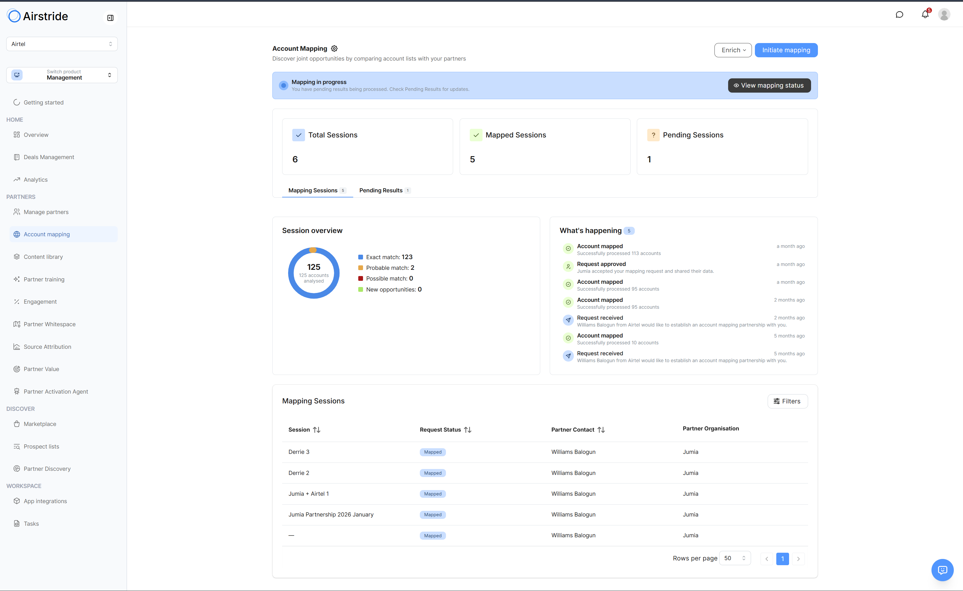 Account Mapping match engine and session overview